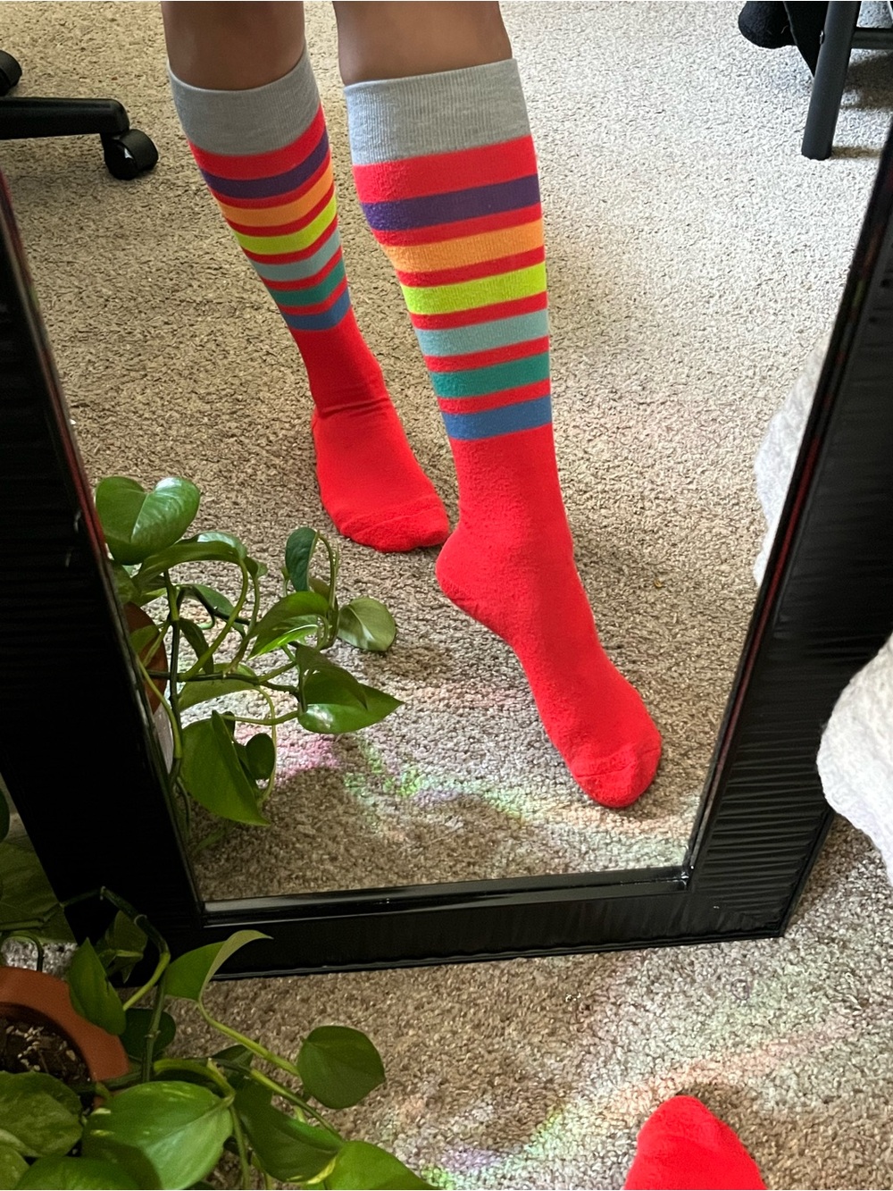 Bright Red Knee-High Colorblock REEBOK Socks